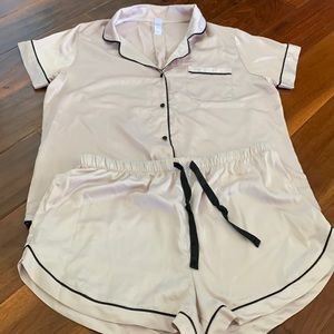 Pink/black satin short pjs